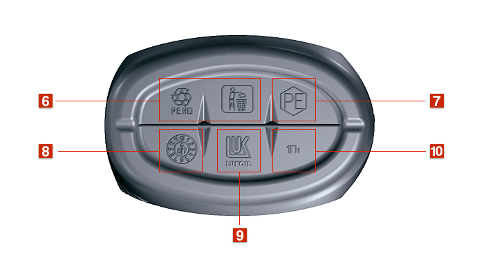 Дополнительная маркировка на дне канистры Дополнительная маркировка на дне канистры